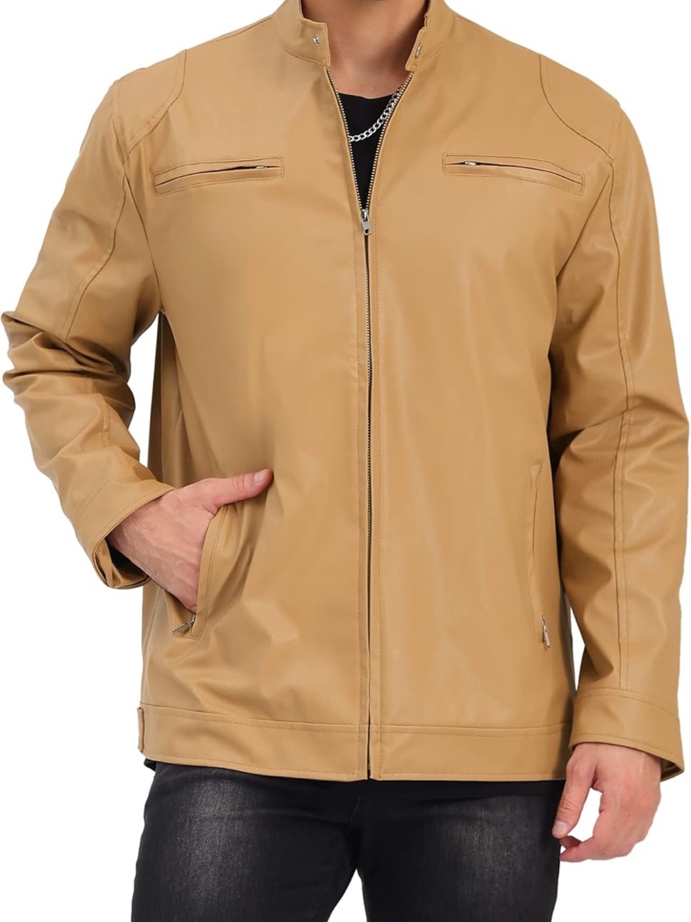 NWT Leather-Style Zip Jacket 5XL B88‎